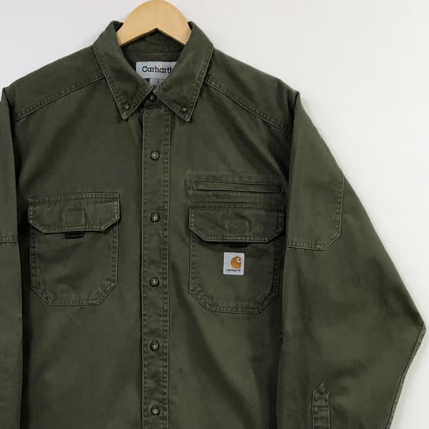 XL 칼하트 헤비 카키 워크 셔츠