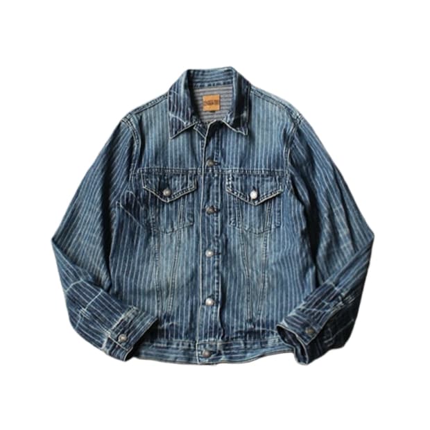 유니섹스 빈티지 스트라이프 데님 자켓