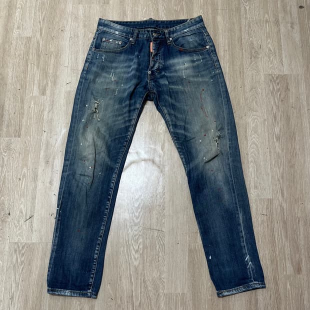 디스퀘어드2 페인팅 워싱 데님 청바지 46