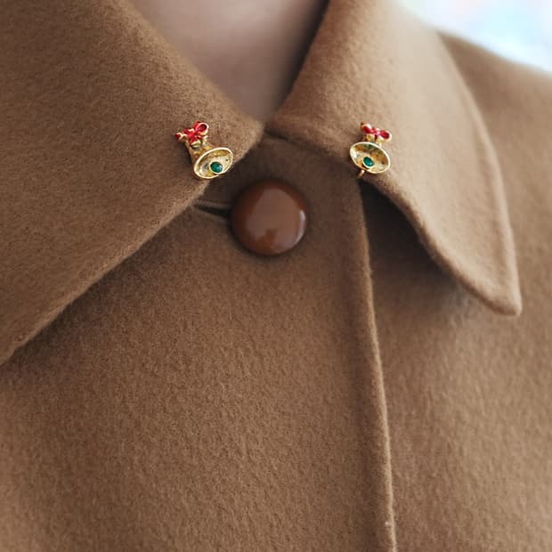 1980s  크리스마스 종 빈티지귀걸이 빈티지귀찌 