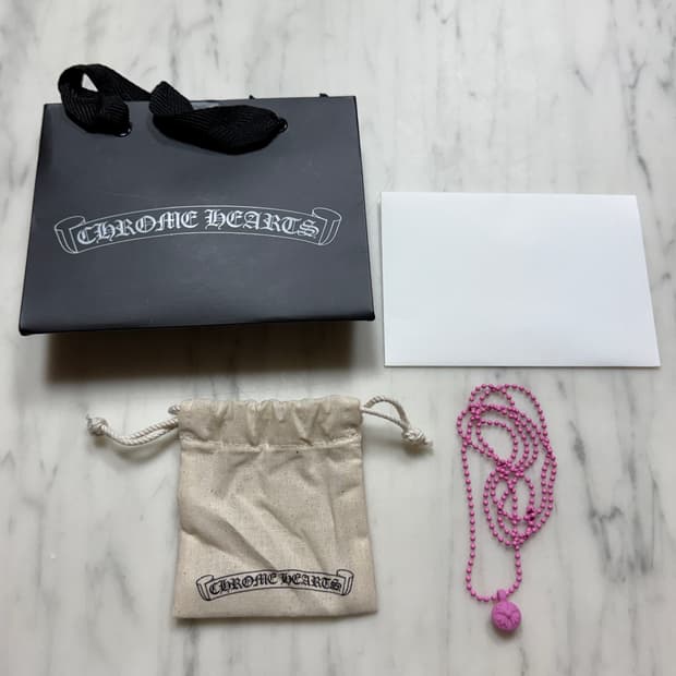 크롬하츠 실리크롬 크로스볼 목걸이 핑크