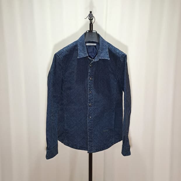 (택포) 코오롱시리즈 가먼트 퀼팅 데님 아우터셔츠 105 B142