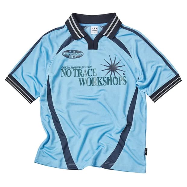 트래블 져지 커브드 라인 반팔티 라이트 블루 M  카라 티셔츠