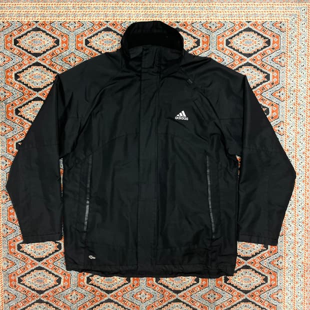 아디다스 삼각로고 블랙 기모 바람막이 점퍼 남성100
