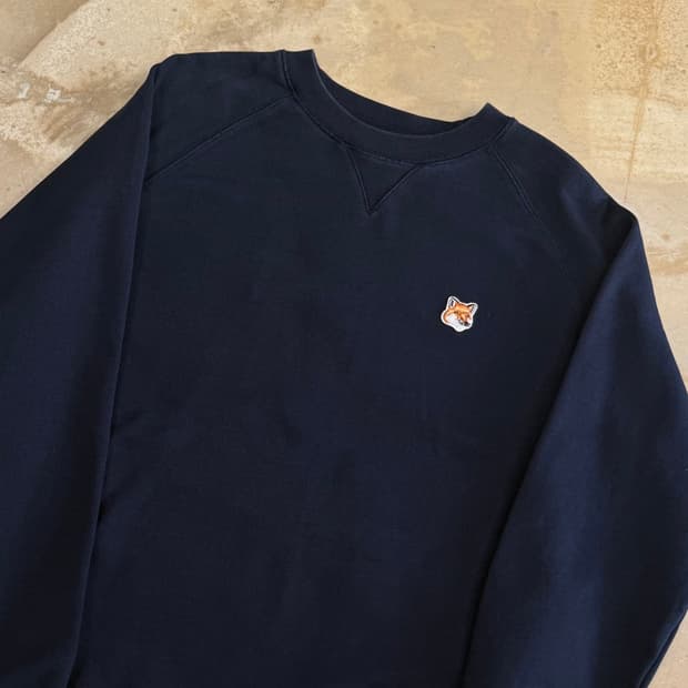 S 메종키츠네 폭스헤드 패치 네이비 맨투맨