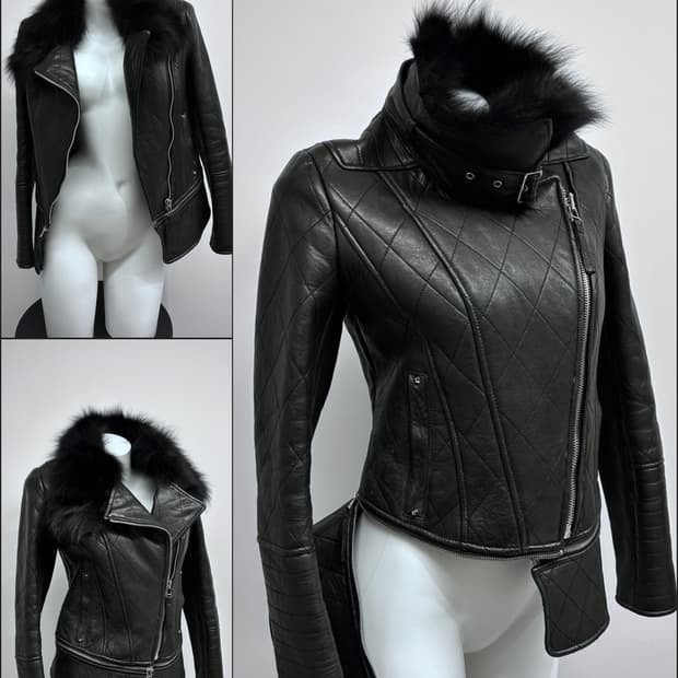 램스킨 퍼 멀티 지퍼 자켓