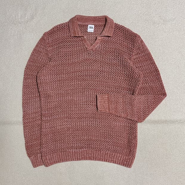 자라 그물 카라 니트