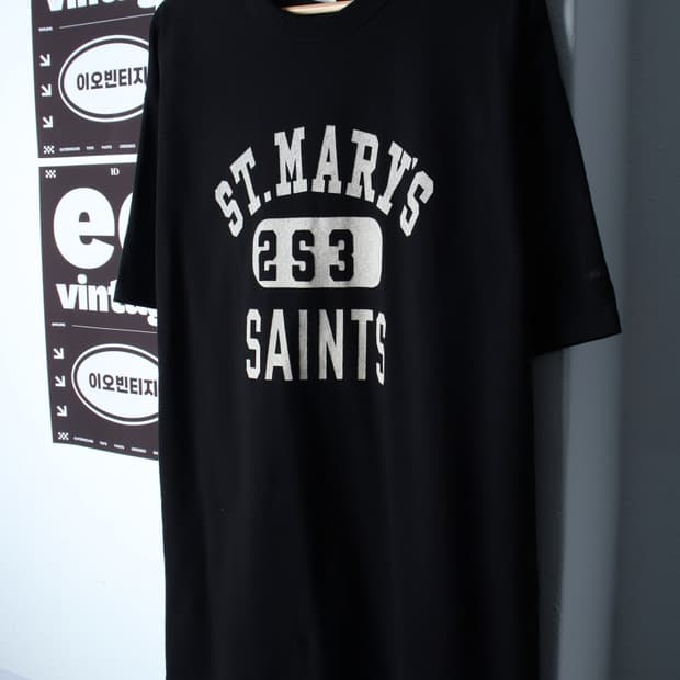 (L-2XL) 아웃스탠딩 반팔 티셔츠 빅사이즈 블랙 헤비-H34786