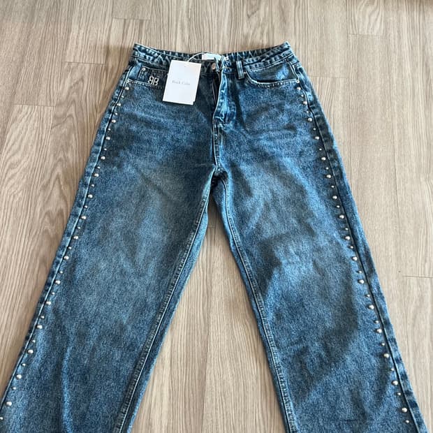 락케이크 스터드 라인 포인트 청바지