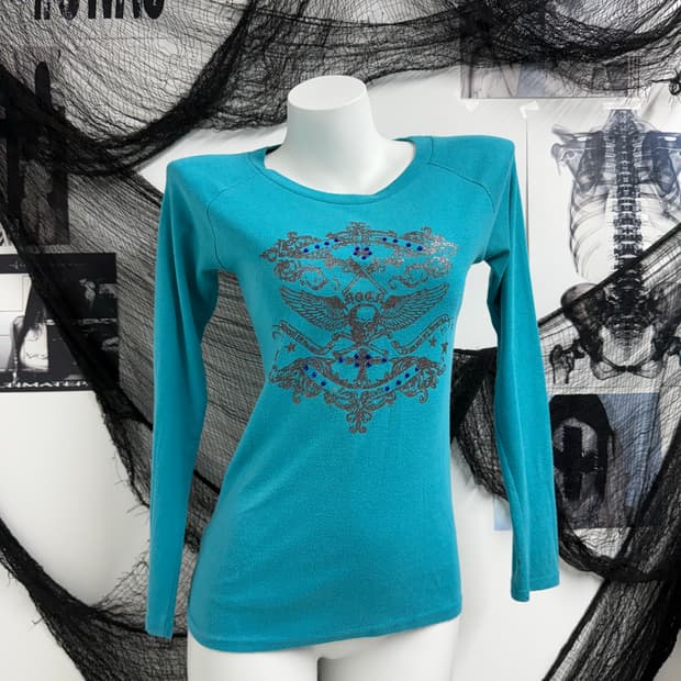 00s punk skull printing longsleeve