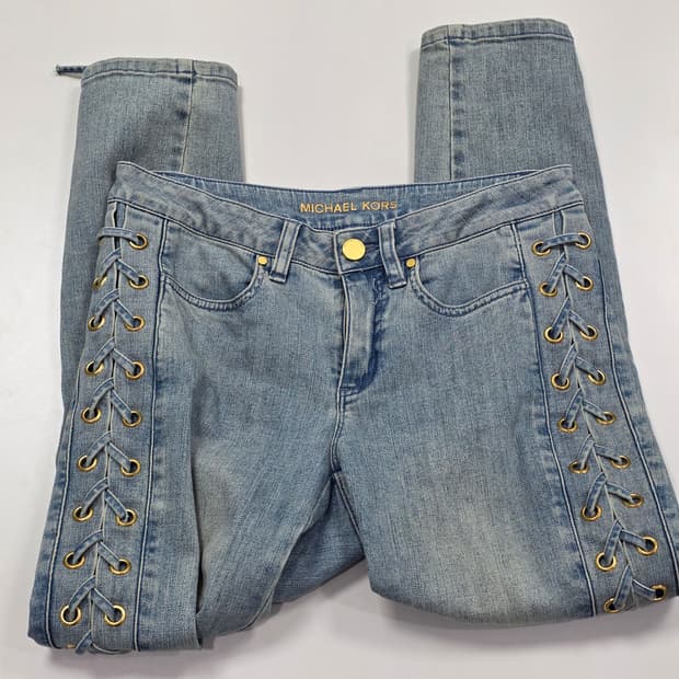 마이클코어스)빈티지 y2k 옆끈꼬임 데님청바지