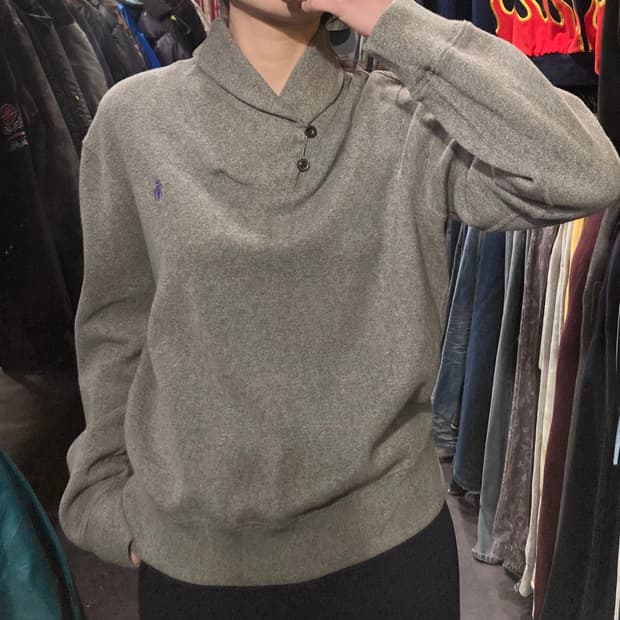  폴로 랄프로렌 숄카라 니트 그레이