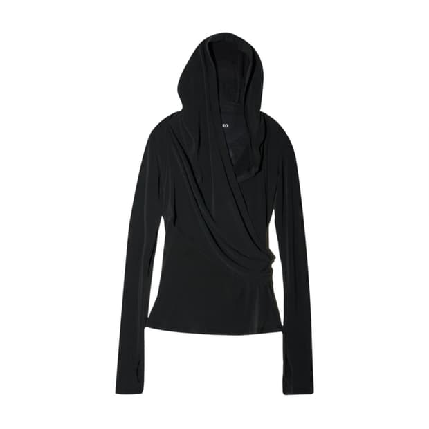 Hyeinseo hooded jersey top black