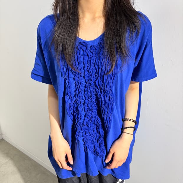 Zucca 오버핏 프릴 반팔 티셔츠