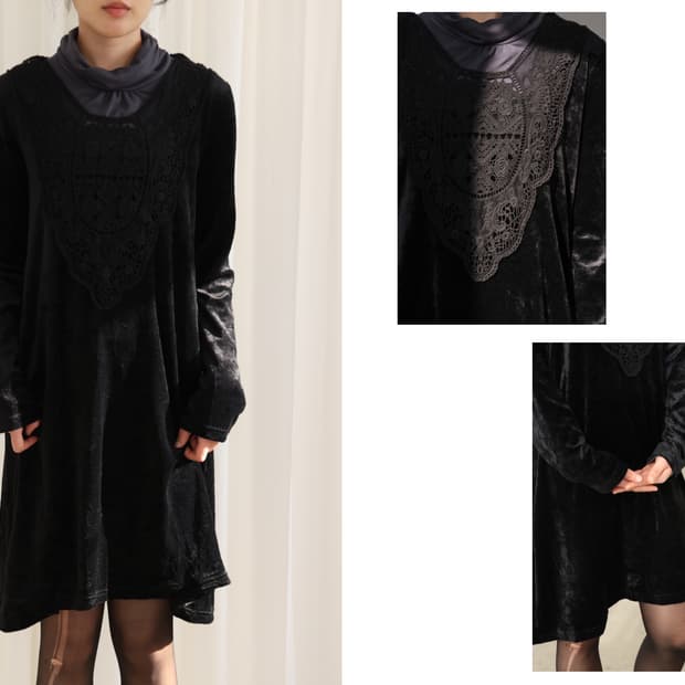 앤틱 디자인 블랙 원피스