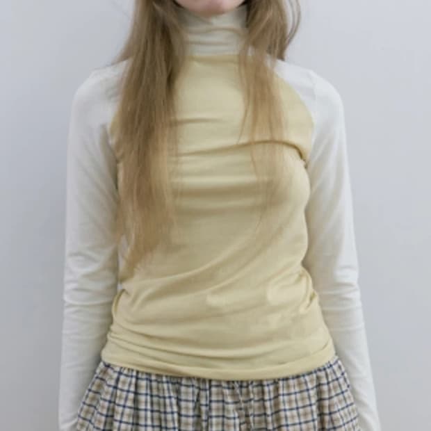 노컨텐츠 Layered Check Skirt (yellow)