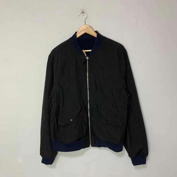라코스테 빈티지 블랙 봄버 후리스 안감 자켓 블루종