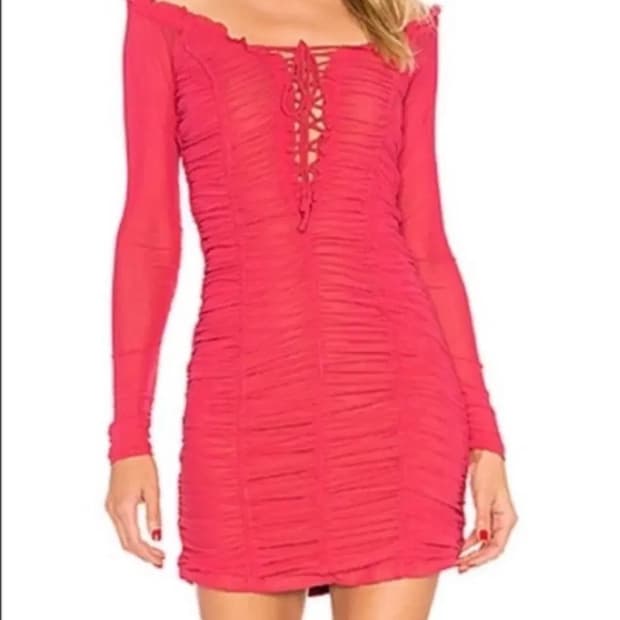 살몬 핑크 셔링 원피스