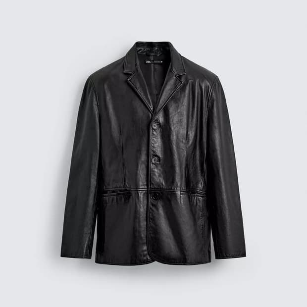 자라 릴렉스핏 양가죽 레더 블레이저 라지 L