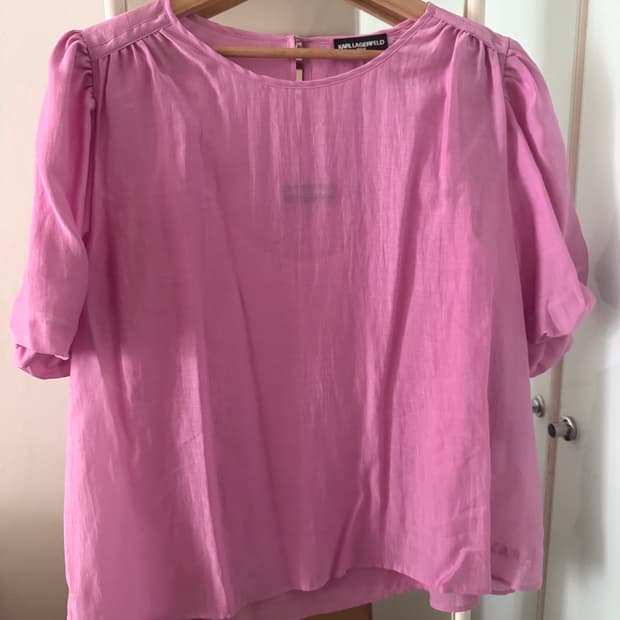 칼 라거펠트 퍼프 슬리브 블라우스탑 77-88 XL 새상품