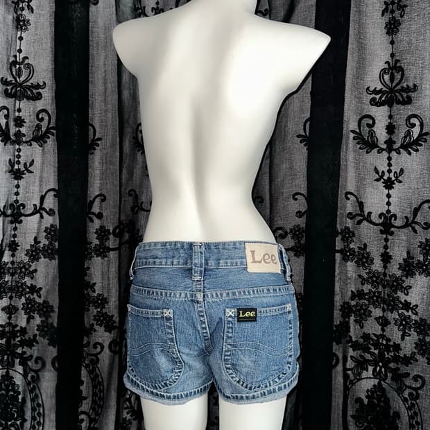 blue denim cuffed shorts