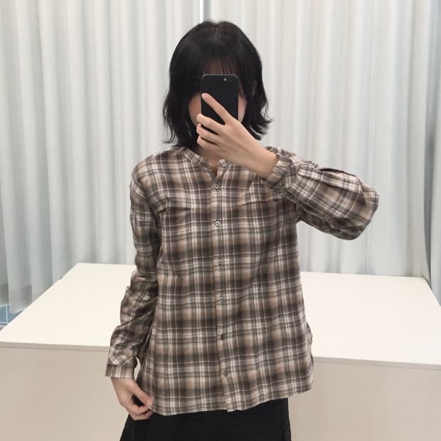 빈티지 모카 체크 셔츠