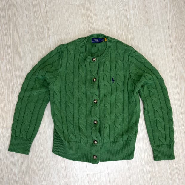 폴로 꽈배기 니트 가디건