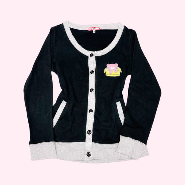 Gloomy Bear 글루미베어 대장 블랙 앤 그레이 유넥 가디건 