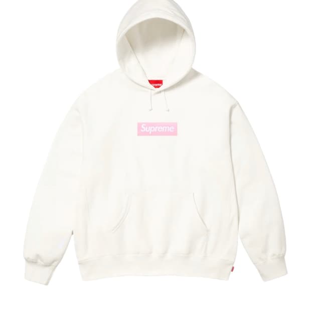 L) 25FW 슈프림 박스로고 후드 화이트