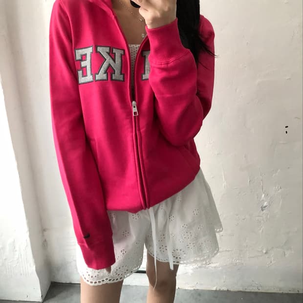 Nike 나이키 스펠로고 핑크컬러 코튼 집업