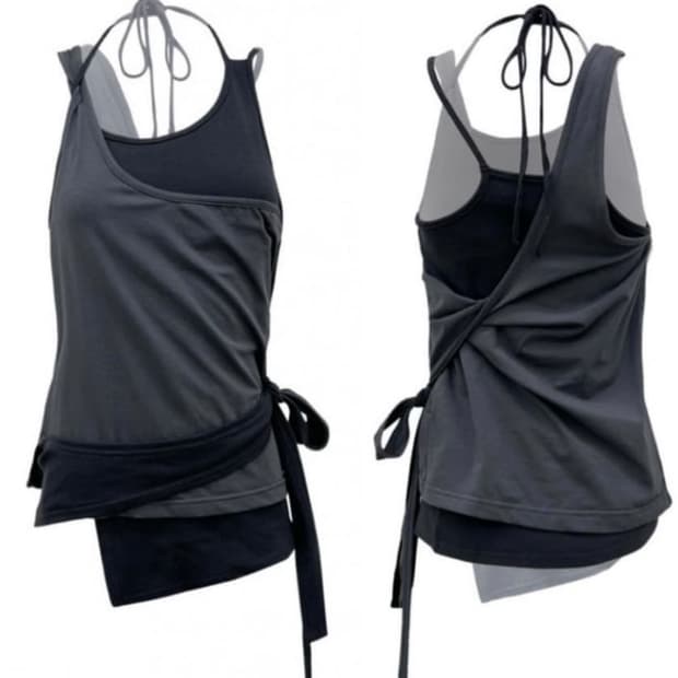 나체 멀티 레이어드 슬리브리스 차콜