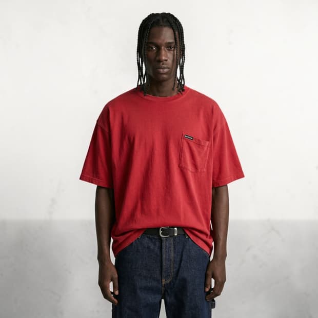 S/ 발렌시아가 루즈 포켓 백로고 반팔