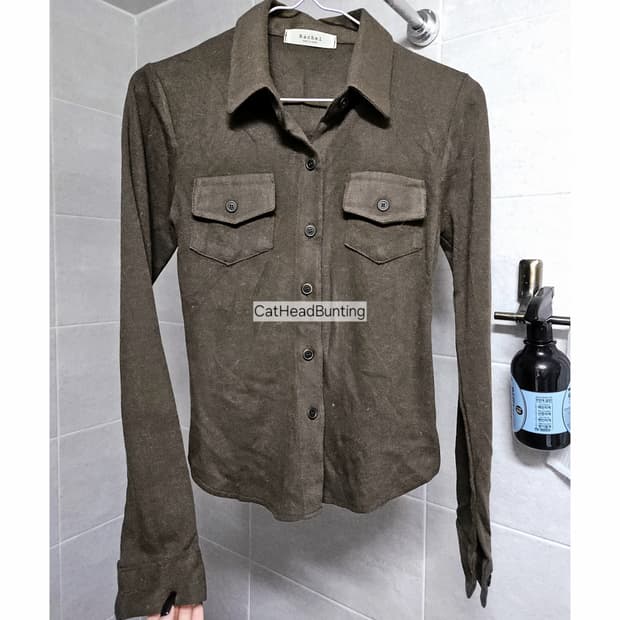 투포켓 슬림핏 코튼 남방셔츠 가디건_카키브라운