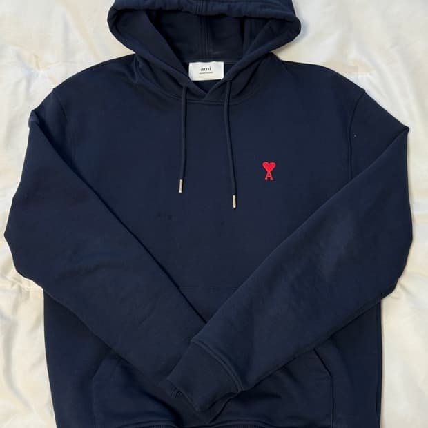 아미 스몰로고 후드티 네이비 m 