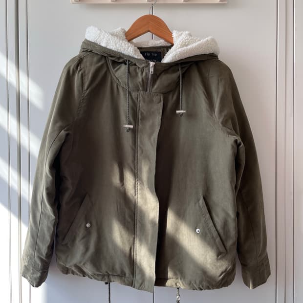 Tip top 양털 누빔 카키 야상 패딩