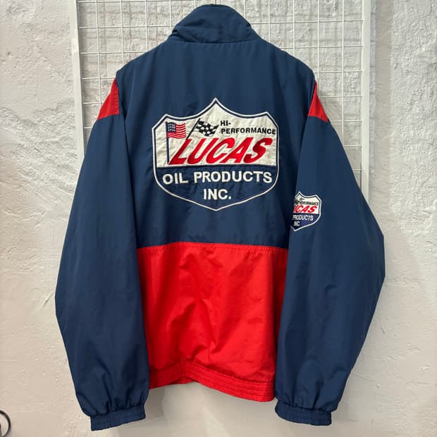 Lucas Oil 빈티지 올드스쿨 패치 바람막이 자켓 L