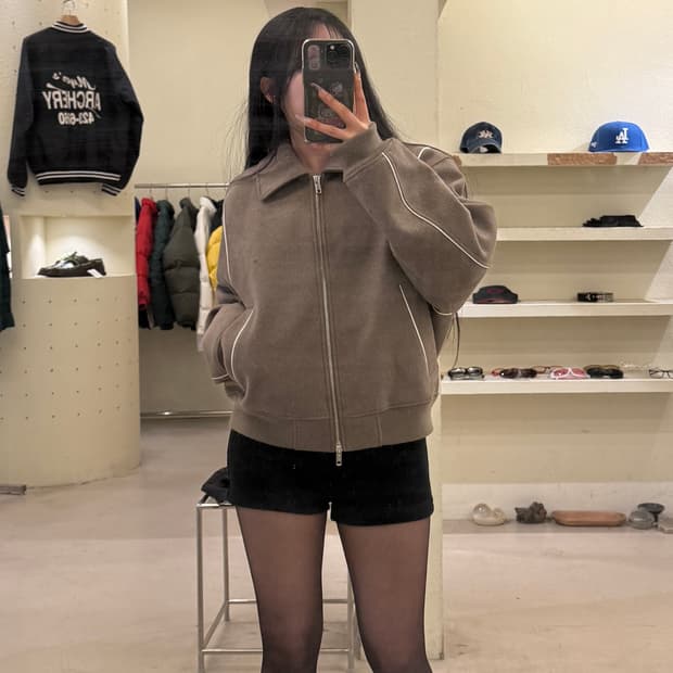 키뮤어 울 집업 블루종 자켓 U904