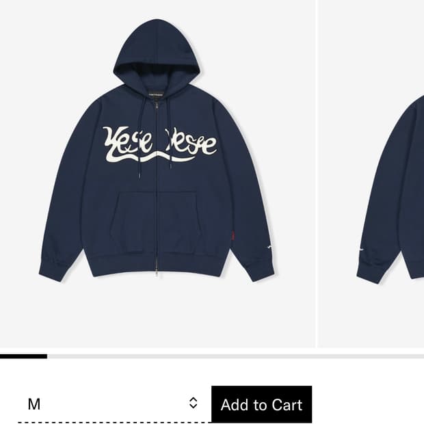 (새상품) 예스아이씨 스네일 로고 후드집업 네이비 m