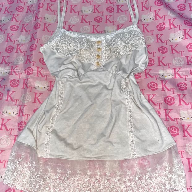 빈티지 모리걸 레이스 슬립 슬리브리스 나시 