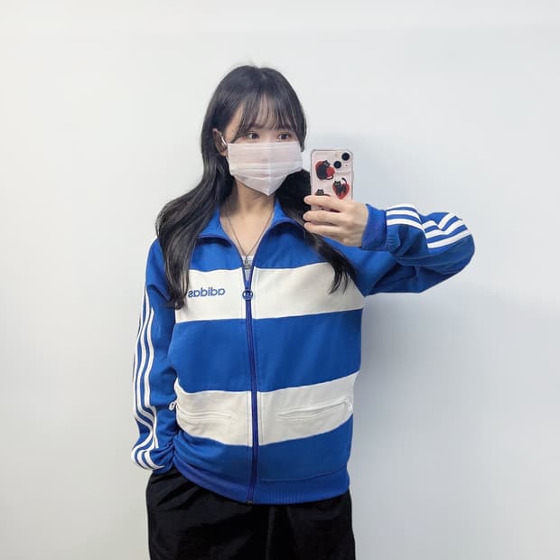 아디다스 베켄바우어 스트라이프 트랙탑 져지 블루