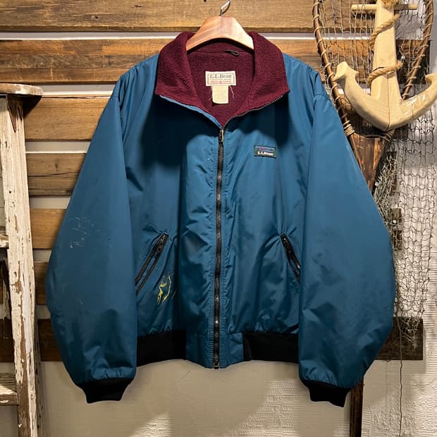 [L]90's 엘엘빈 USA Made 페인티드 블루그린 나일론 웜업 자켓