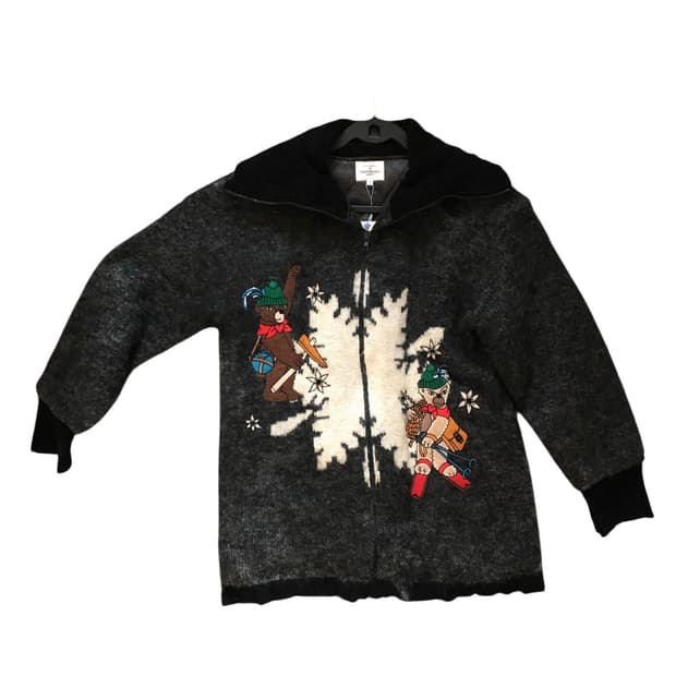 Vintage Ski Bear Nordic Knit Zip-Up