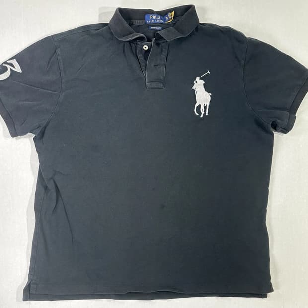 폴로 랄프로렌 빅포니 반팔 카라티 블랙 화이트