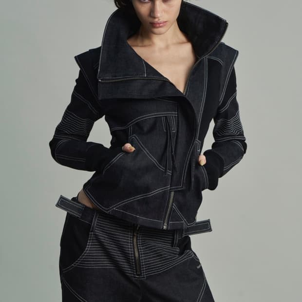 키묘 KIMYO 아크라인 하이넥 데님 자켓 블랙/미착용