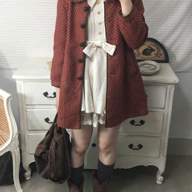 axes femme light brown dot puff coat