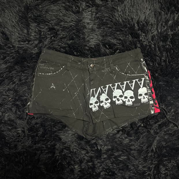 H.NAOTO 펑크 해골 반바지
