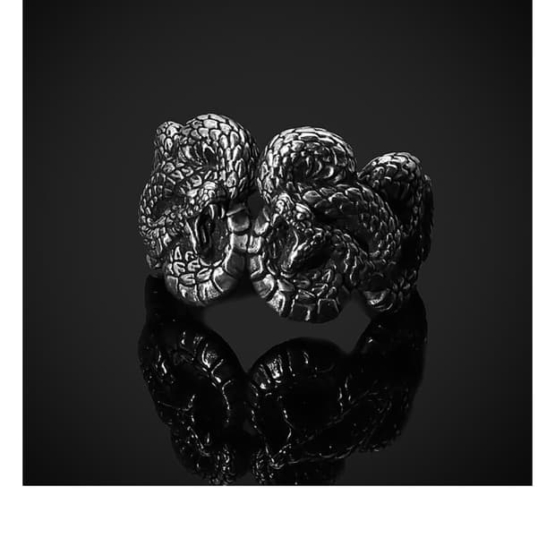 흑야 트윈 스네이크 반지