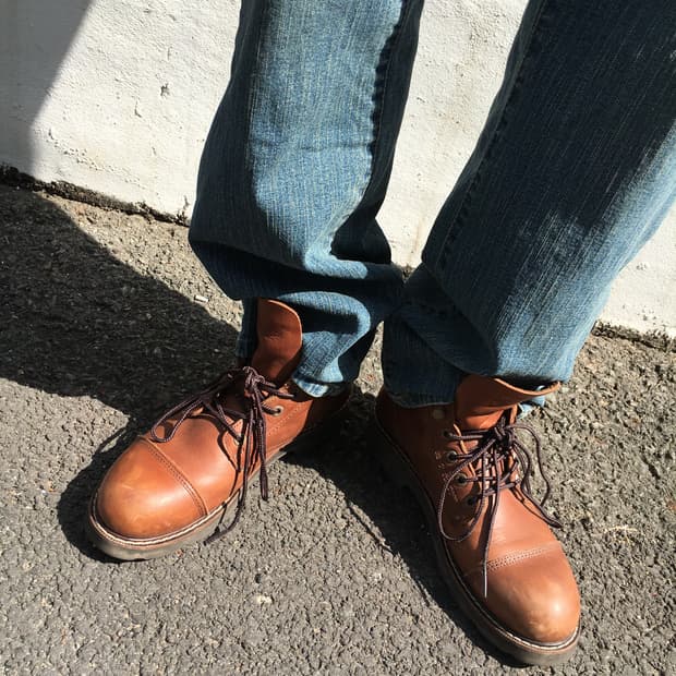 Brown work boots
