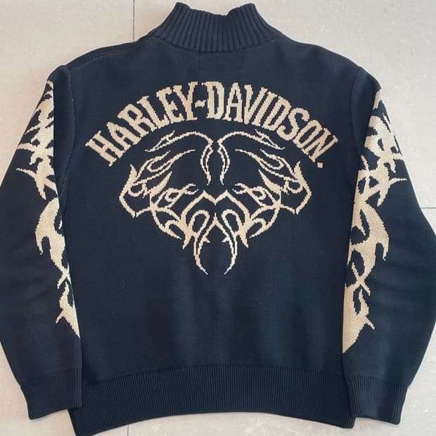(M) 할리 데이비슨 풀집업 니트