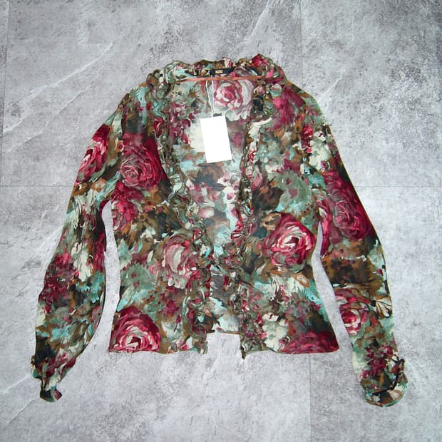 MNG Rose Green See-Through Top